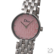 【Christian Dior:クリスチャン・ディオール】BAGHEERA:バギラ 12Pダイヤ レディースウォッチ(Diorロゴピンクシェル文字盤)